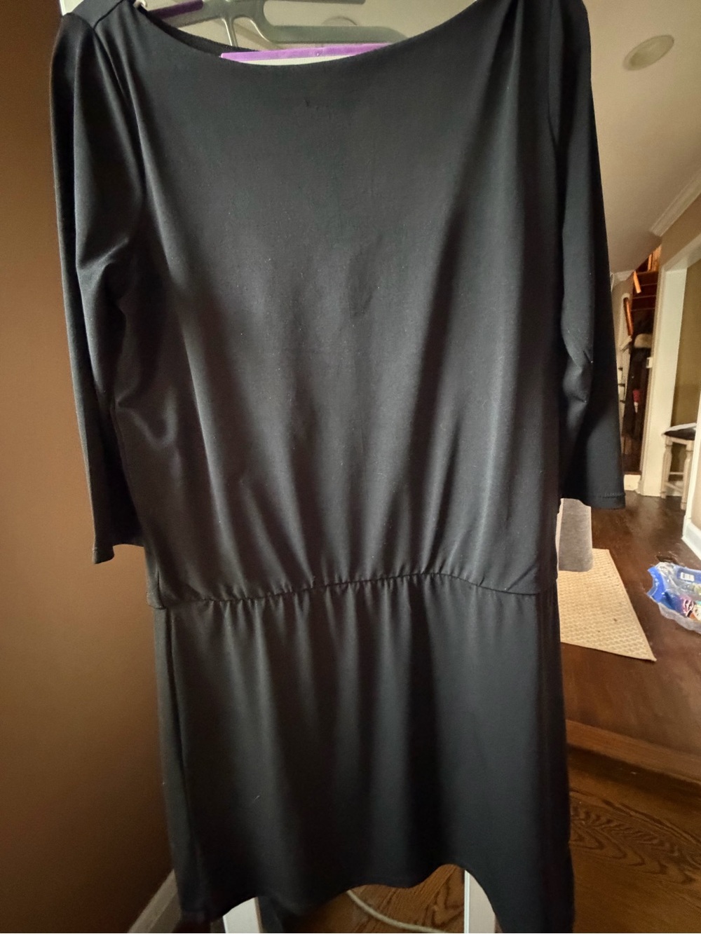 White House Black Market Black Long-Sleeve Boatneck Dress